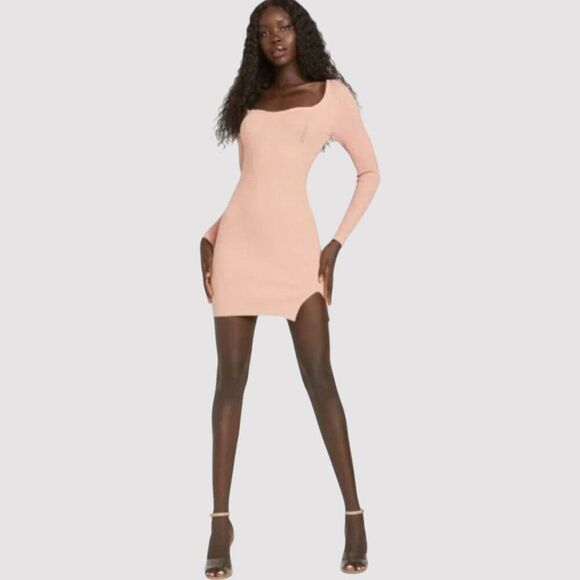 NWT Guess Eco Farai Sweater Dress M Pullover Bodycon Knit Long Sleeve Pink - Picture 1 of 9